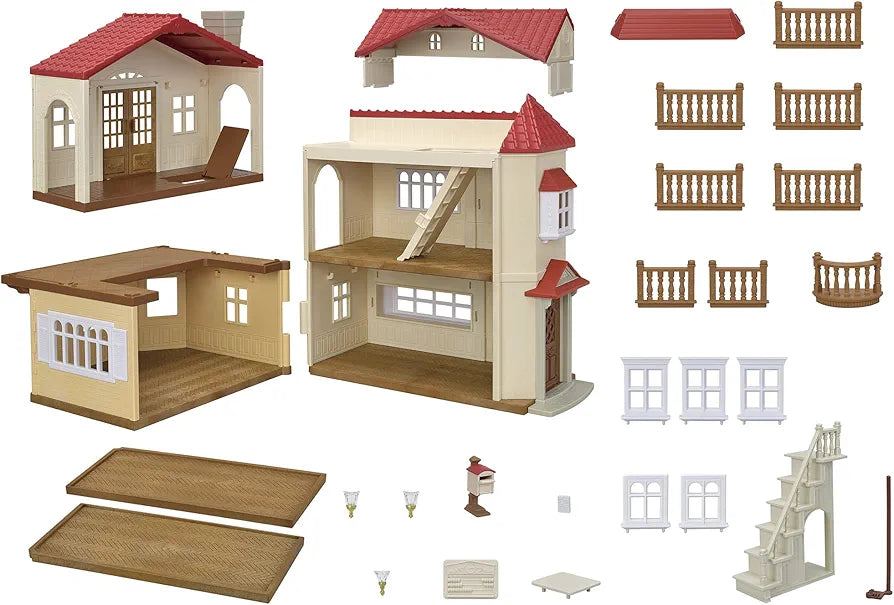 Red Roof Country Home Dollhouse Playset