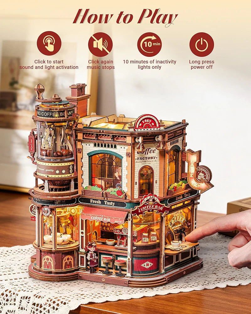 ROKR Dream Coffee Factory Miniature House Kit