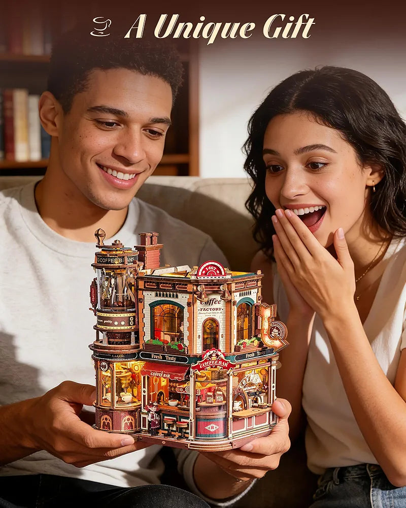 ROKR Dream Coffee Factory Miniature House Kit