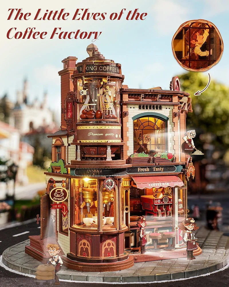 ROKR Dream Coffee Factory Miniature House Kit