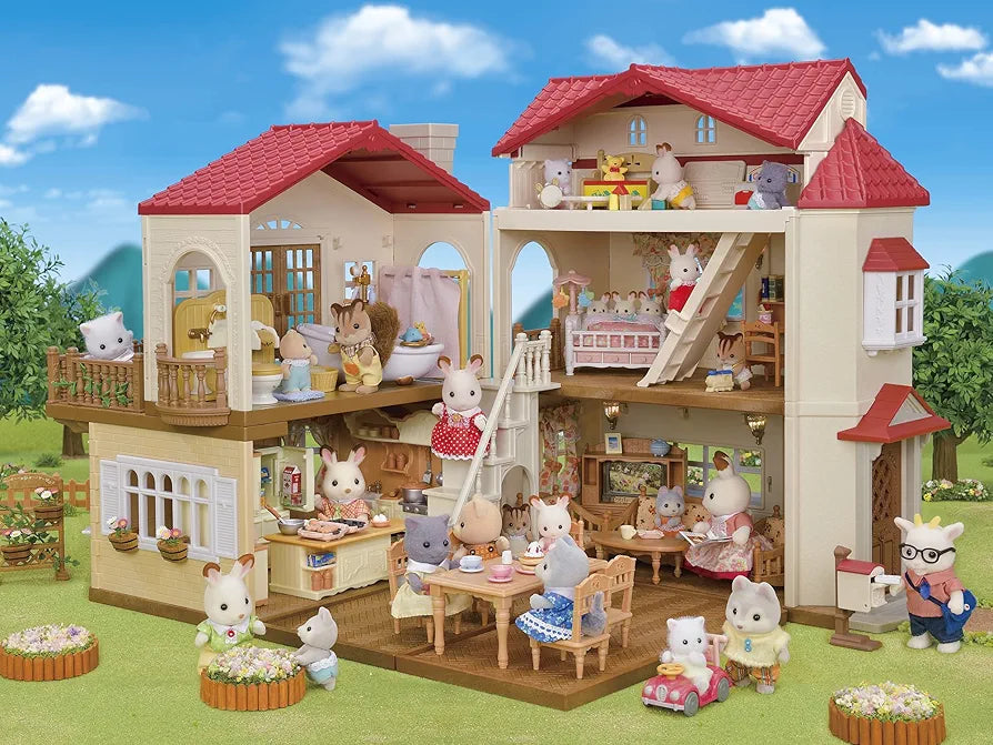 Red Roof Country Home Dollhouse Playset