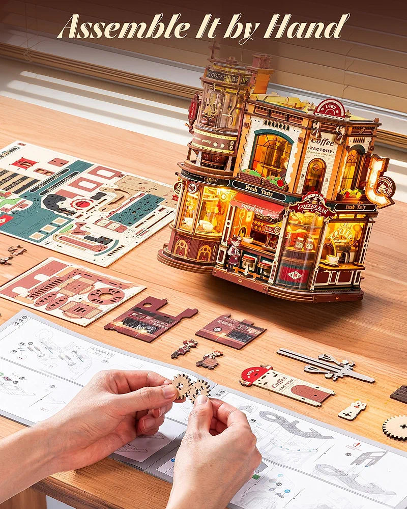 ROKR Dream Coffee Factory Miniature House Kit