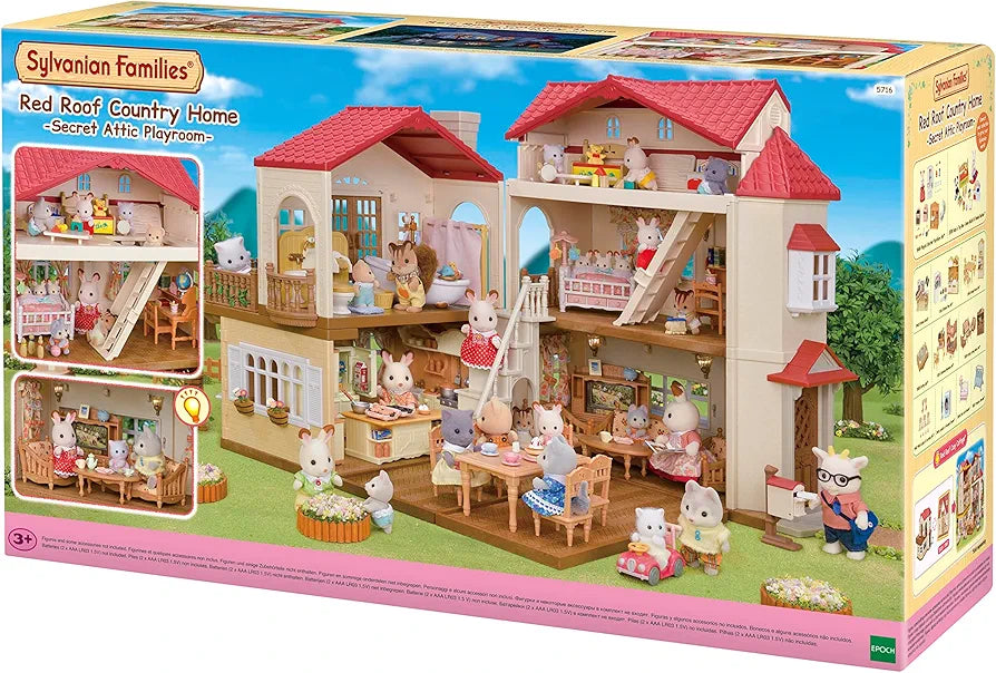Red Roof Country Home Dollhouse Playset